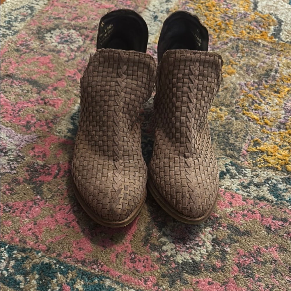 Woven Brown Ankle Boots
